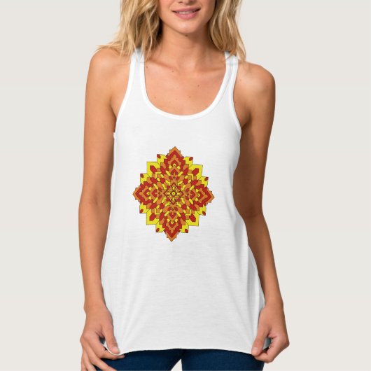 Geometrische zon Verkleurd Mandala #7 Tanktop (Voorkant)