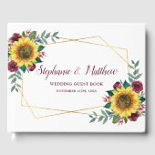 Geometrische Zonnebloem Bloemen Waterverf Bruiloft Gastenboek (Voorkant)
