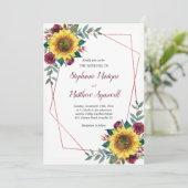 Geometrische Zonnebloem Bourgondië Bloemen Roos br Kaart (Staand voorkant)