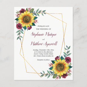 Geometrische Zonnebloem Burgundy Rozen Budget Wedu