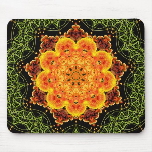 Geometrische zonnebloem Mandala Mousepad Muismat (Voorkant)