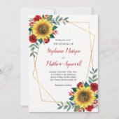 Geometrische zonnebloem Rode rozen Kaart (Voorkant)