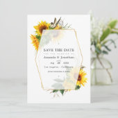 Geometrische zonnebloem Rustic Barn Country Wedden Kaart (Staand voorkant)