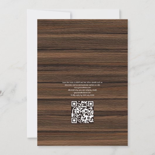 Geometrische zonnebloem Rustic QR Code RSVP Wedden Kaart (Achterkant)