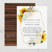 Geometrische zonnebloemen bruiloft ingekorte gaste aankondiging (Voorkant / Achterkant)