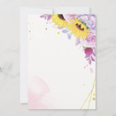 geometrische zonnebloemen en paarse trouwuitnodigi kaart (Achterkant)