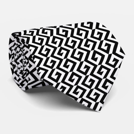Geometrische zwart en wit stropdas (Opgerold)