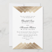 Geometrische zwart goud kalligrafie foto bruiloft kaart (Voorkant)