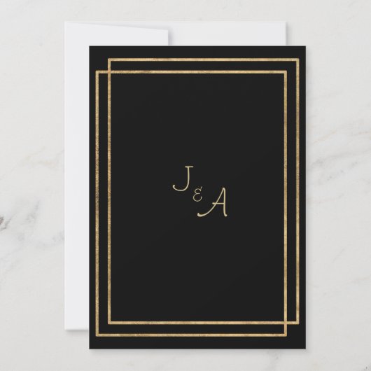 Geometrische zwart goud roze bloem Save the Date Kaart (Achterkant)