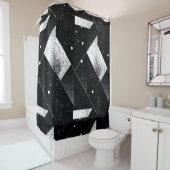 Geometrische zwart-wit douchegordijnstijl 1 douchegordijn (In situ)