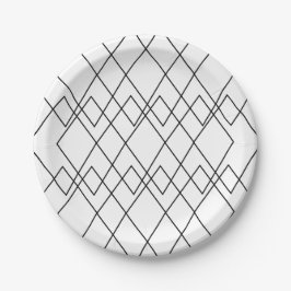 Geometrische zwart-wit geometrische diamant partij papieren bordje