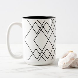 Geometrische zwart-wit geometrische diamant tweekleurige koffiemok