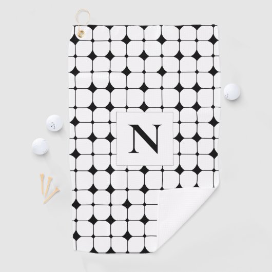 Geometrische zwart-wit geometrische golfhanddoek (Insitu)