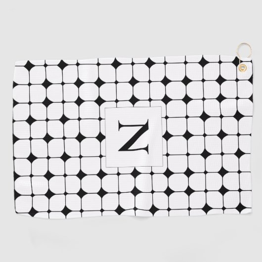 Geometrische zwart-wit geometrische golfhanddoek (Horizontaal)