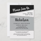 Geometrische zwart wit grijs familie reünie kaart (Voorkant)