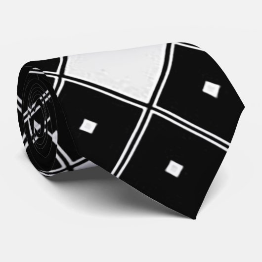 Geometrische zwart-wit Mannen Stropdas (Opgerold)