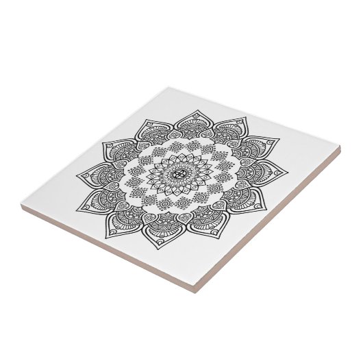 Geometrische zwart-wit Sjabloon Tegeltje (Zijkant)