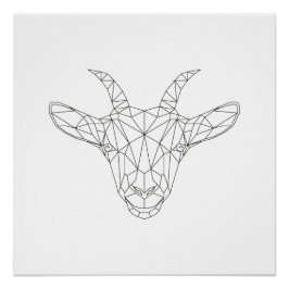 Geometrische zwart-witafdrukken van geitenkop en m poster