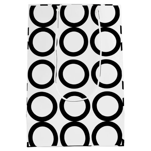 Geometrische zwart-witcirkel medium cadeauzakje (Achterkant)