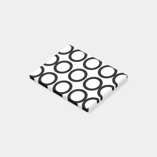 Geometrische zwart-witcirkel post-it® notes (Schuin)