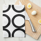 Geometrische zwart-witcirkel theedoek (Quarter Fold)
