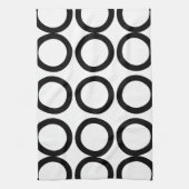Geometrische zwart-witcirkel theedoek (Verticaal)