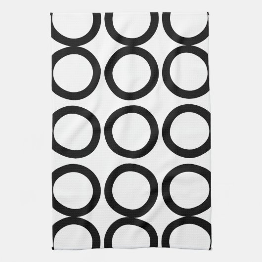 Geometrische zwart-witcirkel theedoek (Verticaal)