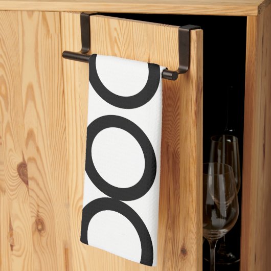 Geometrische zwart-witcirkel theedoek (Derde Gevouwen)