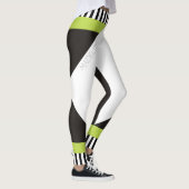 Geometrische zwart-witte strepen modern groen leggings (Rechts)