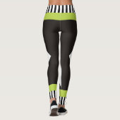 Geometrische zwart-witte strepen modern groen leggings (Achterkant)