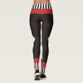 Geometrische zwart-witte strepen modern rood leggings (Achterkant)