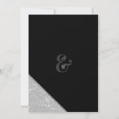 Geometrische zwart zilveren ampersand glitter brui kaart (Achterkant)