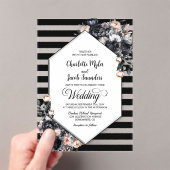 Geometrische zwarte bloemen acryl bruiloft uitnodi uitnodigingen (Insitu (Draagbaar))