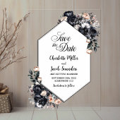 Geometrische zwarte bloemenacryl Bewaar de datum Acryl Uitnodigingen