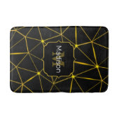 Geometrische zwarte driehoeken gouden lijnen Monog Badmat (Voorkant)
