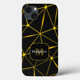 Geometrische zwarte driehoeken gouden lijnen Monog Case-Mate iPhone Case