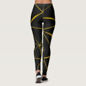Geometrische zwarte driehoeken gouden lijnen Monog Leggings (Achterkant)