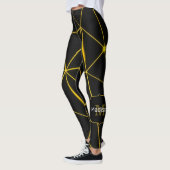 Geometrische zwarte driehoeken gouden lijnen Monog Leggings (Links)