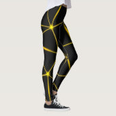 Geometrische zwarte driehoeken gouden lijnen Monog Leggings (Rechts)