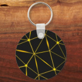 Geometrische zwarte driehoeken gouden lijnen sleutelhanger (Voorkant)