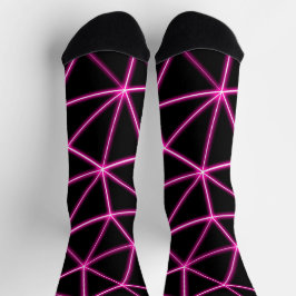 Geometrische zwarte driehoeken neon roze lijnen re sokken