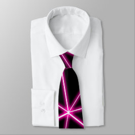 Geometrische zwarte driehoeken neon roze lijnen re stropdas