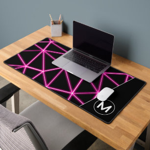 Geometrische zwarte driehoeken neonroze lijnen Mon Bureaumat