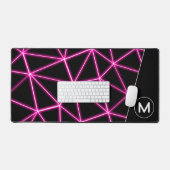 Geometrische zwarte driehoeken neonroze lijnen Mon Bureaumat (Keyboard & Muis)