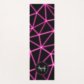 Geometrische zwarte driehoeken neonroze lijnen Mon Yogamat (Voorkant)
