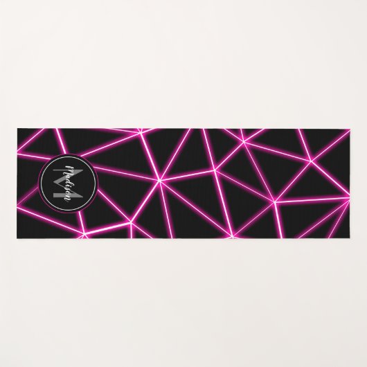 Geometrische zwarte driehoeken neonroze lijnen Mon Yogamat (Voorkant (horizontaal))