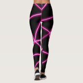 Geometrische zwarte driehoeken neonroze lijnretro leggings (Achterkant)