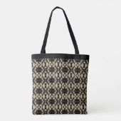 Geometrische zwarte en beige vormpatroon tote bag (Achterkant)