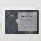 Geometrische zwarte en gouden virtuele feestdag kaart (Voorkant)