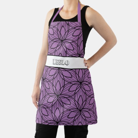 Geometrische zwarte en Paarse kunst Schort (Insitu)